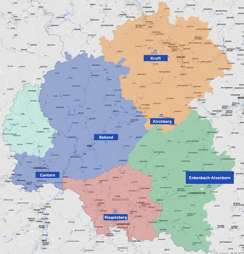 Standortkarte Jungbluth Fördertechnik - Rheinland-Pfalz und Saarland